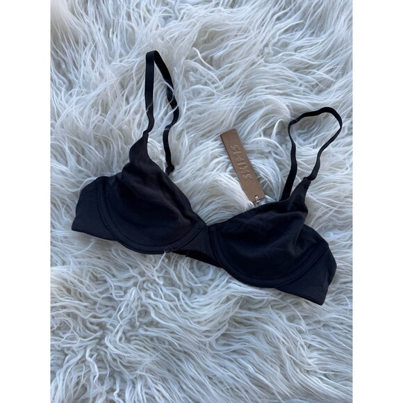 Skims Cotton Jersey T-shirt Bra Soot Size 30B - Picture 4 of 7